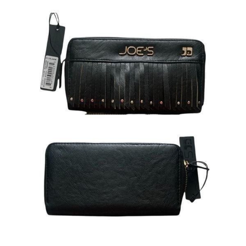 Joe's Black Fringe Top Zip Wallet